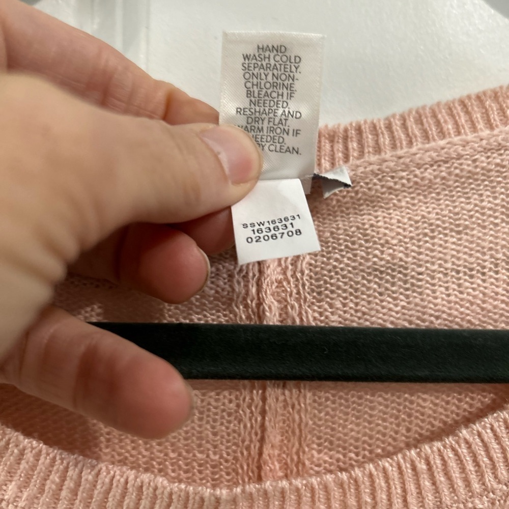 Pure Jill Linen Pink Cotton Blend Cap Sleeve Sweater Sz L Cottage Coastal Beachy - Picture 8 of 8